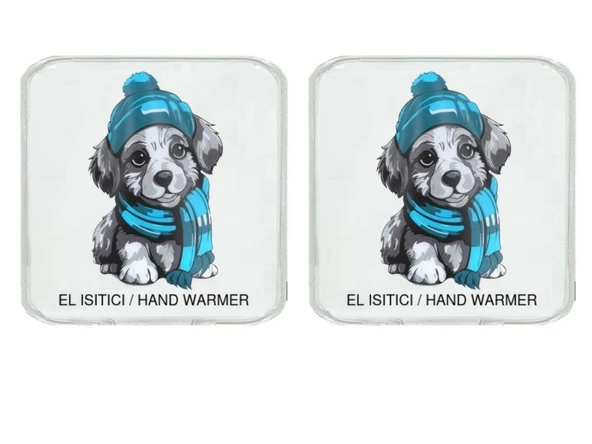 2 ADET MAVİ BERELİ KÖPEK CEP SOBASI,EL ISITICI,SICAK SU TORBASI PVC  10x9,5cm - Resim 2
