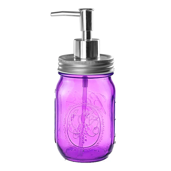 2 ADET CAM SIVI SABUNLUK,ÇİÇEK DESENLİ PEMBE 8X8X10CM 420ML - Resim 3