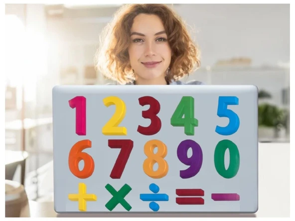 2 ADET DEFTER STİCKER,LAPTOP STİCKER RAKAMLI DESEN PVC 48X33X0,5CM