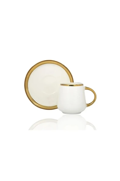 Çiftçiler Kahve Fincan Takımı 6 Kişilik Beyaz Gold