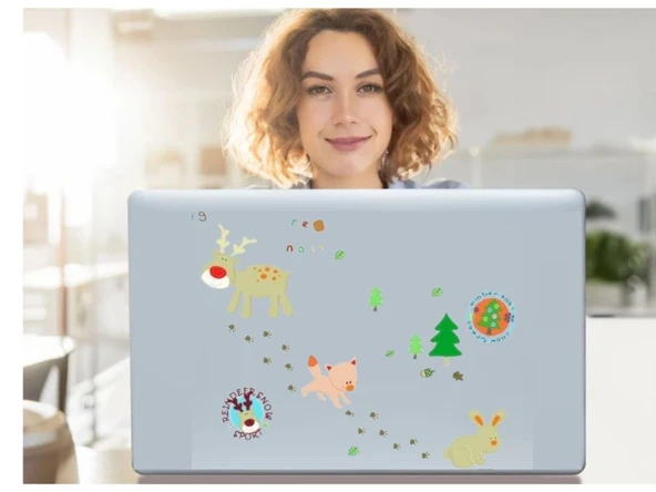 2 ADET DEFTER STİCKER,LAPTOP STİCKER ORMANLI DESENLİ PVC 48X33X0,5CM