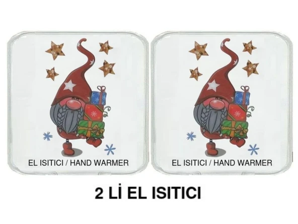 2 ADET YILDIZLI NOEL CÜCESİ CEP SOBASI,EL ISITICI,SICAK SU TORBASI PVC  10x9,5cm - Resim 3