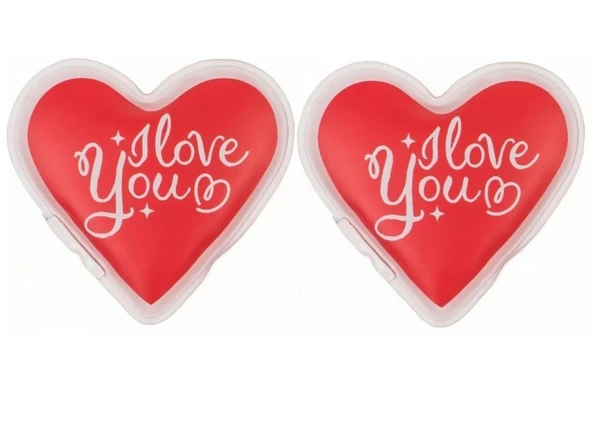 2 ADET KALPLİ SEVGİ MESAJLI CEP SOBASI,EL ISITICI,SICAK SU TORBASI PVC  9cm - Resim 2