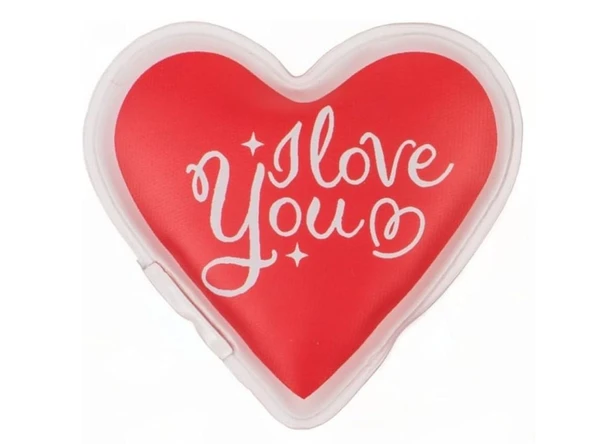 KALPLİ SEVGİ MESAJLI CEP SOBASI,EL ISITICI,SICAK SU TORBASI PVC  9cm - Resim 2