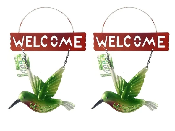 2 ADET BALKON VE BAHÇE HOŞGELDİNİZ TABELASI KUŞLU ALTIN TABELA 28X20X0,5CM ürün görseli