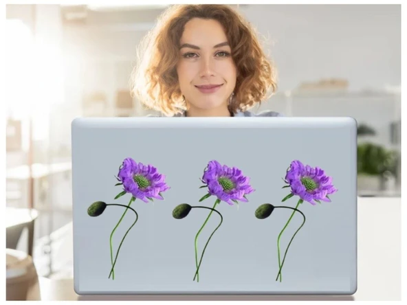 2 ADET DEFTER STİCKER,LAPTOP STİCKER MOR ÇİÇEKLİ PVC 70X50X0,5CM