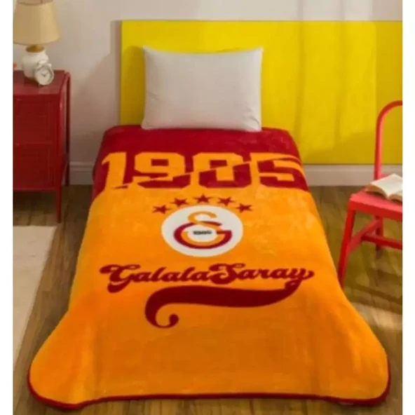 Taç Taraftar Lisanslı Tek Kişilik Battaniye (160x220)-GALATASARAY ŞAMPİYON