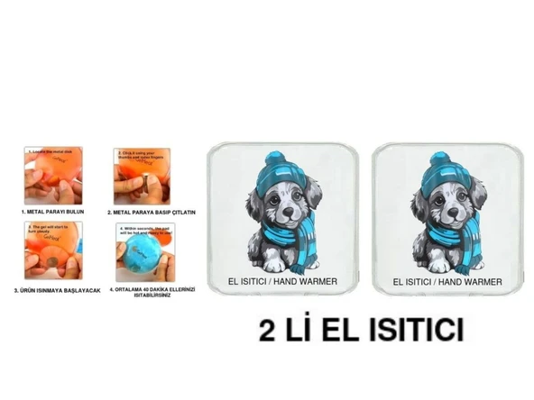 2 ADET MAVİ BERELİ KÖPEK CEP SOBASI,EL ISITICI,SICAK SU TORBASI PVC  10x9,5cm ürün görseli 1