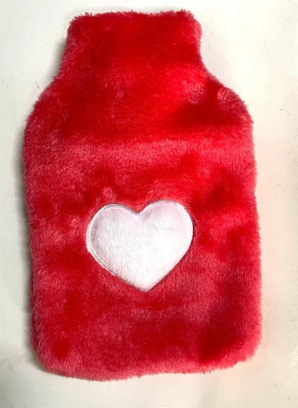 SICAK SU TORBASI PELUŞ KALPLİ,PEMBE TERMOFOR 26X17X2CM 1 LİTRE - Resim 3