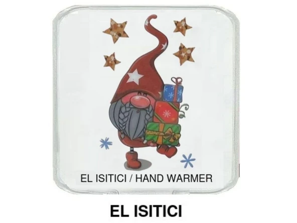 YILDIZLI NOEL CÜCESİ CEP SOBASI,EL ISITICI,SICAK SU TORBASI PVC  10x9,5cm - Resim 3