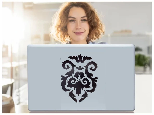 2 ADET DEFTER STİCKER,LAPTOP STİCKER SİYAH ÇİÇEKLİ PVC 48X33X0,5CM