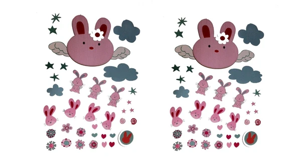 2 ADET DEFTER STİCKER,LAPTOP STİCKER TAVŞAN DESENLİ PVC 70X50X0,5CM - 2