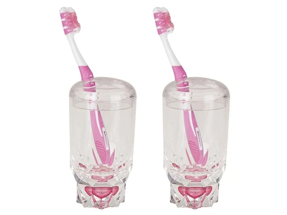 2 ADET DİŞ FIRÇALIK KRİSTAL DAMLALI AKRİLİK 7X7X14CM BANYO SETİ