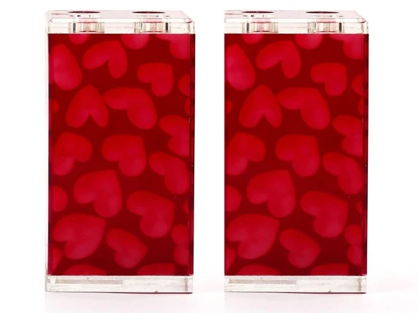 2 ADET DİŞ FIRÇALIK KALPLİ AKRİLİK 6X6X12CM BANYO SETİ - 3