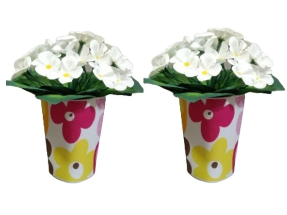 2 ADET VAZO DAHİL,VAZODA ÇİÇEK,BEYAZ YAPAY ÇİÇEK,VAZO DEKORATİF KIRMIZI PAPATYA  7X7X16CM