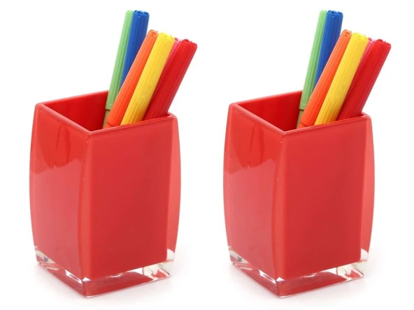 2 ADET KALEMLİK KALPLİ MODEL OFİS GERECİ 6X6X10CM - 2