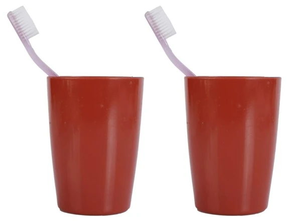 2 ADET DİŞ FIRÇALIK VE  MACUN KABİ KIRMIZI MELAMİN 8X8X11CM 400ML BANYO SETİ ürün görseli