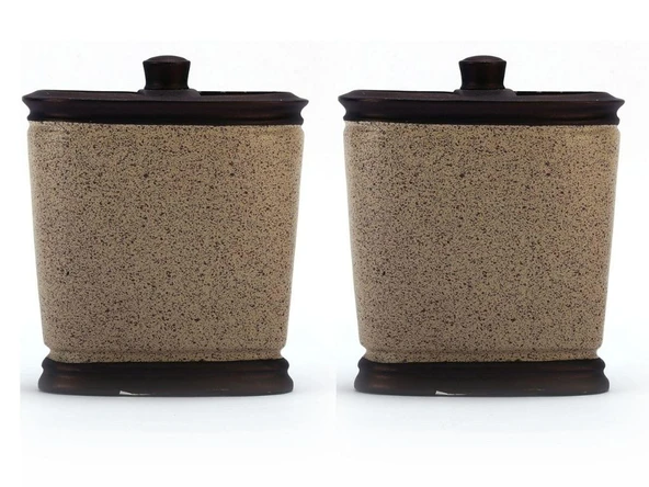 2 ADET KALEMLİK BRONZ KUMLU POLİRESİN OFİS GERECİ  10X12X5CM - 2