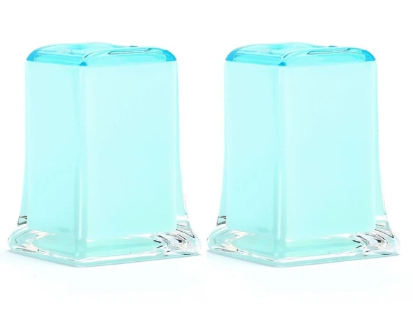 2 ADET DİŞ FIRÇALIK BUZ MAVİSİ AKRİLİK 6X6X11CM BANYO SETİ - Resim 3