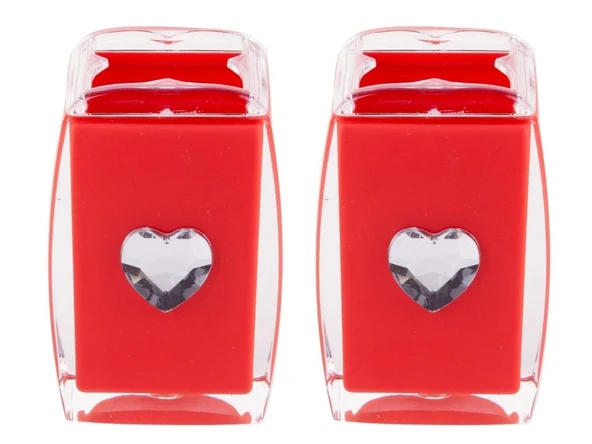 2 ADET DİŞ FIRÇALIK KRİSTAL TAŞLI KIRMIZI KALPLİ AKRİLİK 6X6X11CM BANYO SETİ - 3