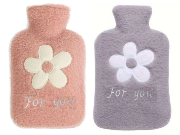 2 ADET SICAK SU TORBASI PELUŞ PAPATYA DESENLİ 21x13,5x2cm 500 ml - Resim 2