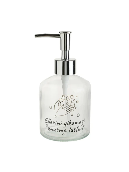 2 ADET CAM SIVI SABUNLUK,LÜTFEN YAZILI 300ML BANYO SETİ  7,6X15,5CM - Resim 2