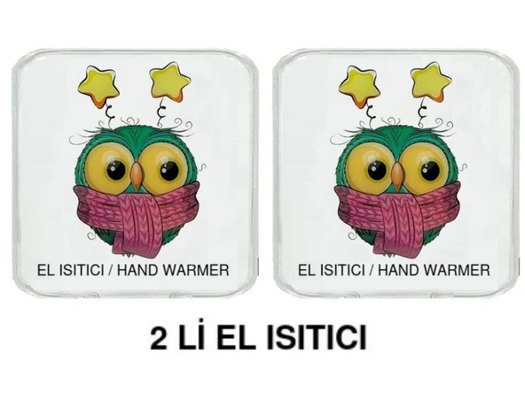 2 ADET ATKILI BAYKUŞ CEP SOBASI,EL ISITICI,SICAK SU TORBASI PVC  10x9,5cm - Resim 3