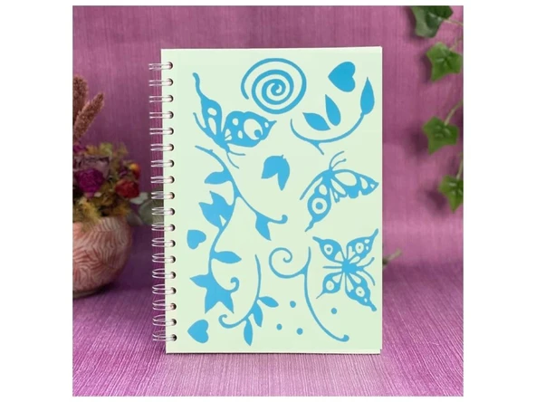 2 ADET DEFTER STİCKER,LAPTOP STİCKER MAVİ KELEBEKLİ PVC 48X33X0,5CM - 3