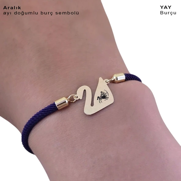 14 Ayar Altın Plakalı Burca Özel Lacivert İpek Örgülü Kuğu Kuşu Motifli Hediye Bileklik-618 - Resim 3