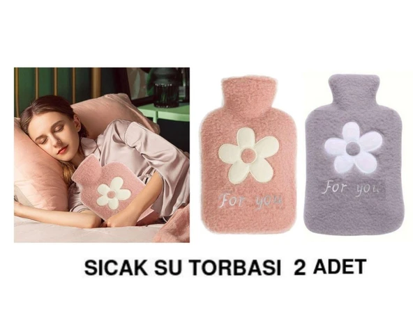 2 ADET SICAK SU TORBASI PELUŞ PAPATYA DESENLİ 21x13,5x2cm 500 ml ürün görseli