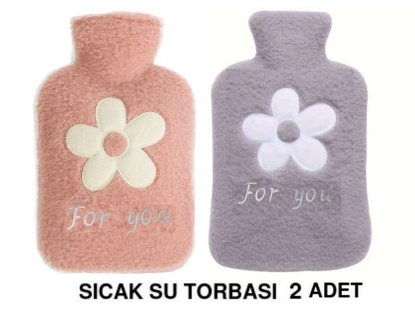 2 ADET SICAK SU TORBASI PELUŞ PAPATYA DESENLİ 21x13,5x2cm 500 ml - Resim 3