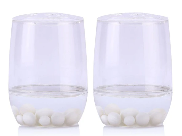 2 ADET DİŞ FIRÇALIK BEYAZ İNCİLİ AKRİLİK 8X8X11CM BANYO SETİ - Resim 3