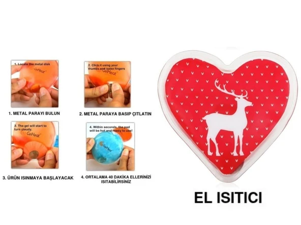 KALPLİ GEYİKLİ CEP SOBASI,EL ISITICI,SICAK SU TORBASI PVC  9cm ürün görseli