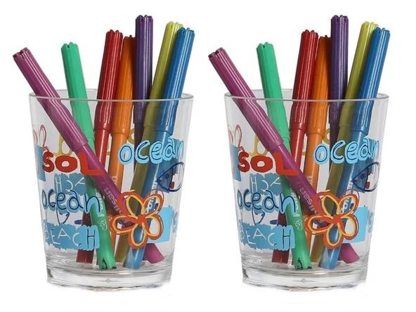 2 ADET KALEMLİK DENİZ DESENLİ OFİS GERECİ 8X8X9CM