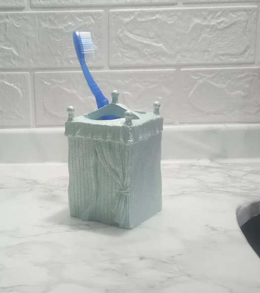 2 ADET DİŞ FIRÇALIK DENİZ FENERİ MODEL POLİRESİN 7X7X12CM BANYO SETİ - 2