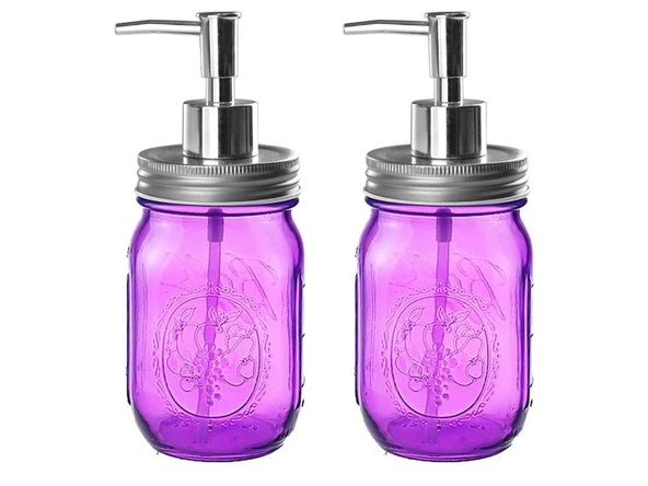 2 ADET CAM SIVI SABUNLUK,ÇİÇEK DESENLİ PEMBE 8X8X10CM 420ML ürün görseli