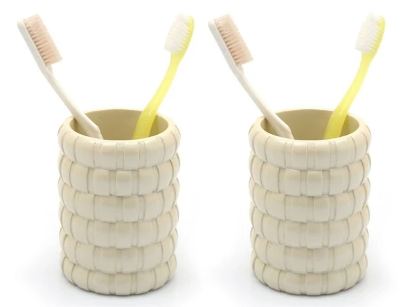 2 ADET DİŞ FIRÇALIK ÖRGÜ MODEL BANYO AKSESUARI 8X8X11CM BANYO SETİ ürün görseli