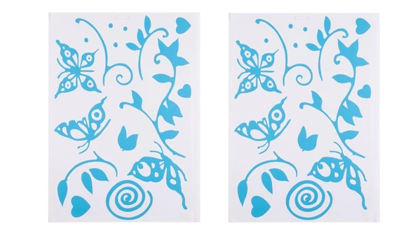 2 ADET DEFTER STİCKER,LAPTOP STİCKER MAVİ KELEBEKLİ PVC 48X33X0,5CM - 2