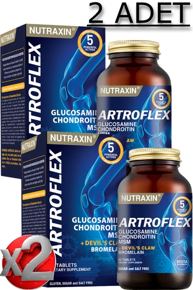 2 Adet Nutraxin Artroflex 90 Adet Tablet - (Glukozamin-MSM-Kondroitin-Bromelain-Şeytan Pençesi) ürün görseli 1