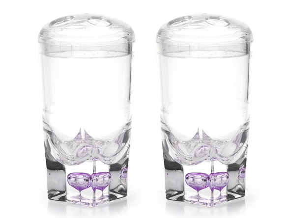 2 ADET DİŞ FIRÇALIK MOR DAMLALI AKRİLİK 7X7X14CM BANYO SETİ - Resim 3