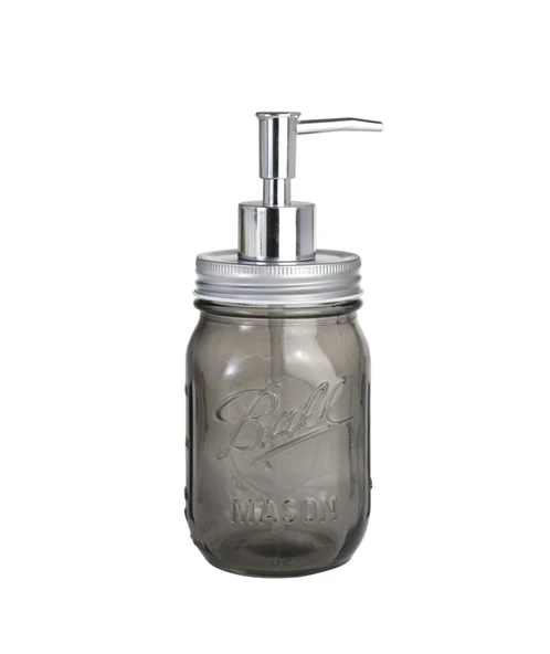 2 ADET CAM SIVI SABUNLUK,ÇİÇEK DESENLİ GRİ 8X8X10CM 420ML - Resim 2