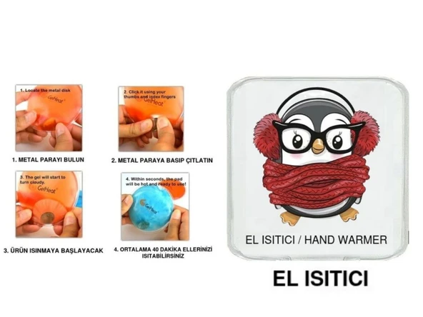 ATKILI PENGUEN CEP SOBASI,EL ISITICI,SICAK SU TORBASI PVC  10x9,5cm ürün görseli