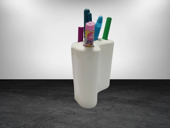 2 ADET KALEMLİK ÇİÇEKLİ OVAL MODEL SERAMİK OFİS GERECİ  8X5X10CM - 3