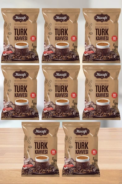 Türk Kahvesi, Taş Değirmende Öğütülmüş, %100 Arabica, 100 Gr. (8 PAKET)
