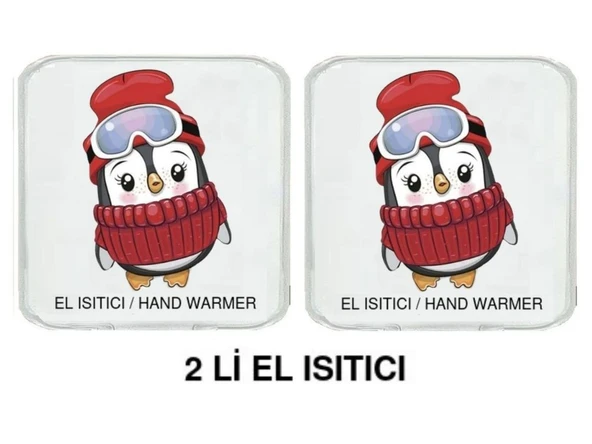 2 ADET BERELİ PENGUEN CEP SOBASI,EL ISITICI,SICAK SU TORBASI PVC  10x9,5cm - Resim 3