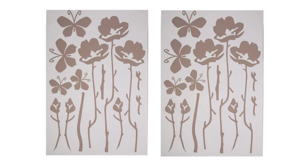 2 ADET DEFTER STİCKER,LAPTOP STİCKER GRİ ÇİÇEKLİ  PVC 48X33X0,5CM - 2