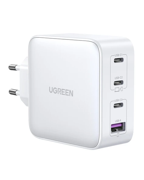UGREEN Nexode GaN X 100W Hızlı Şarj Cihazı 4 Portlu PD QC 3xUSB-C, 1xUSB-A, Beyaz, 15337 - Resim 4