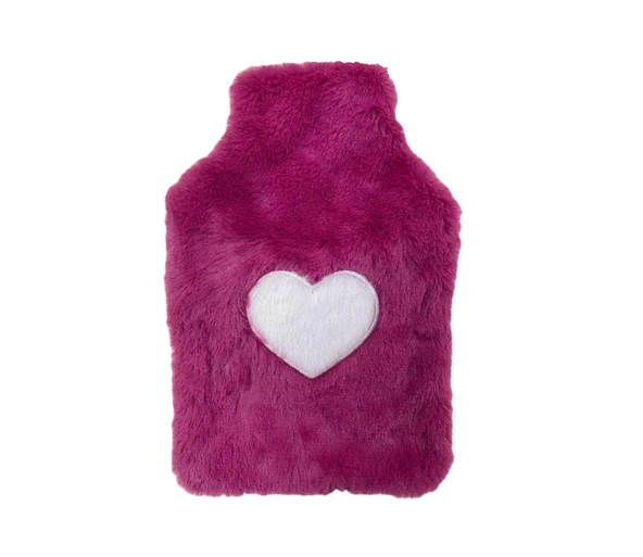 SICAK SU TORBASI PELUŞ KALPLİ,KOYU PEMBE TERMOFOR 27X17X2CM 1 LİTRE - 2