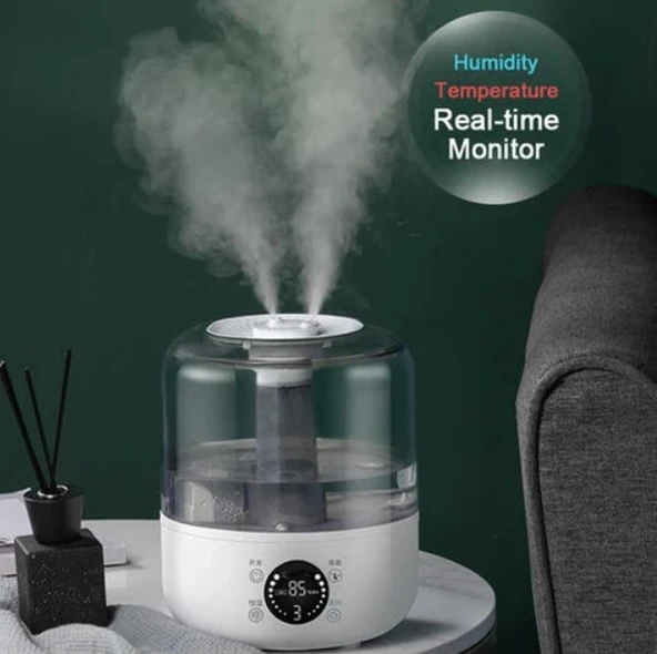 Akıllı Hava Nemlendirici 3 Litre | Uzaktan Kumandalı, Zaman Ayarlı, 3 Kademeli Yüksek Buhar Gücü, Ortam Nem Göstergeli Aroma Difüzör