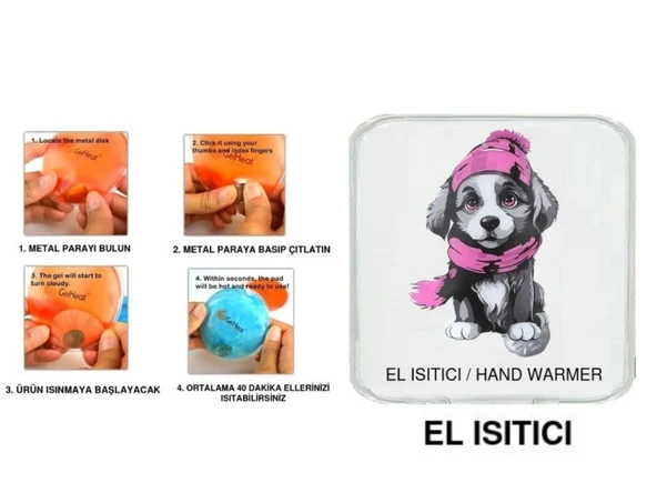 KIRMIZI BERELİ KÖPEK CEP SOBASI,EL ISITICI,SICAK SU TORBASI PVC  10x9,5cm - 1